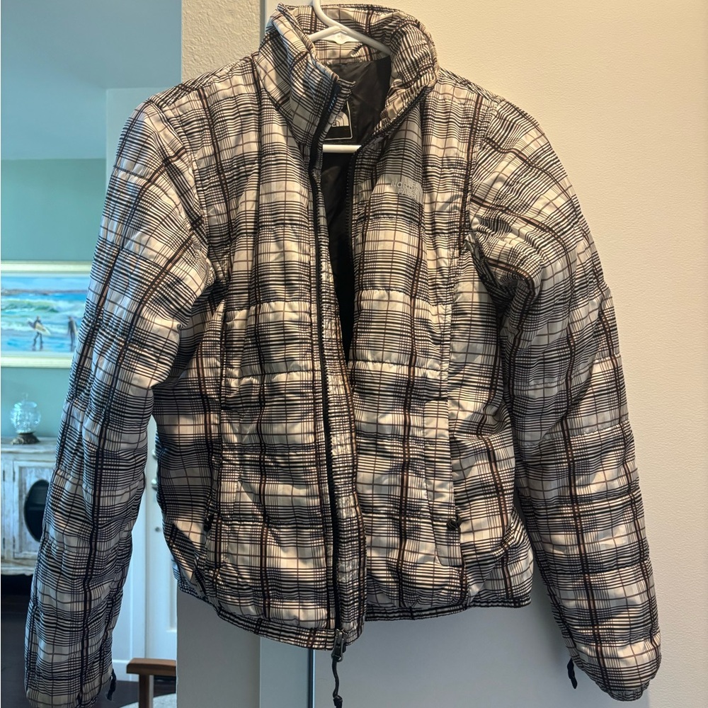 The North Face Black and Tan Plaid Jacket